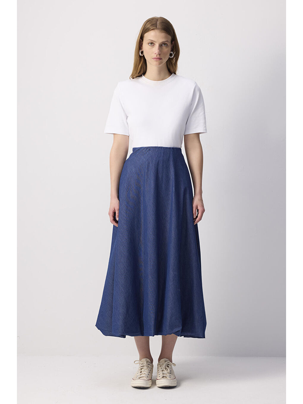 Mavi Denim Efektli Balon Etek-2