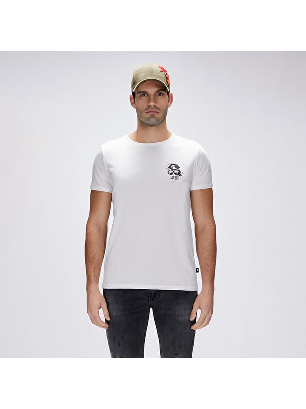 Draco Erkek Beyaz Yuvarlak Yaka Tişört-2