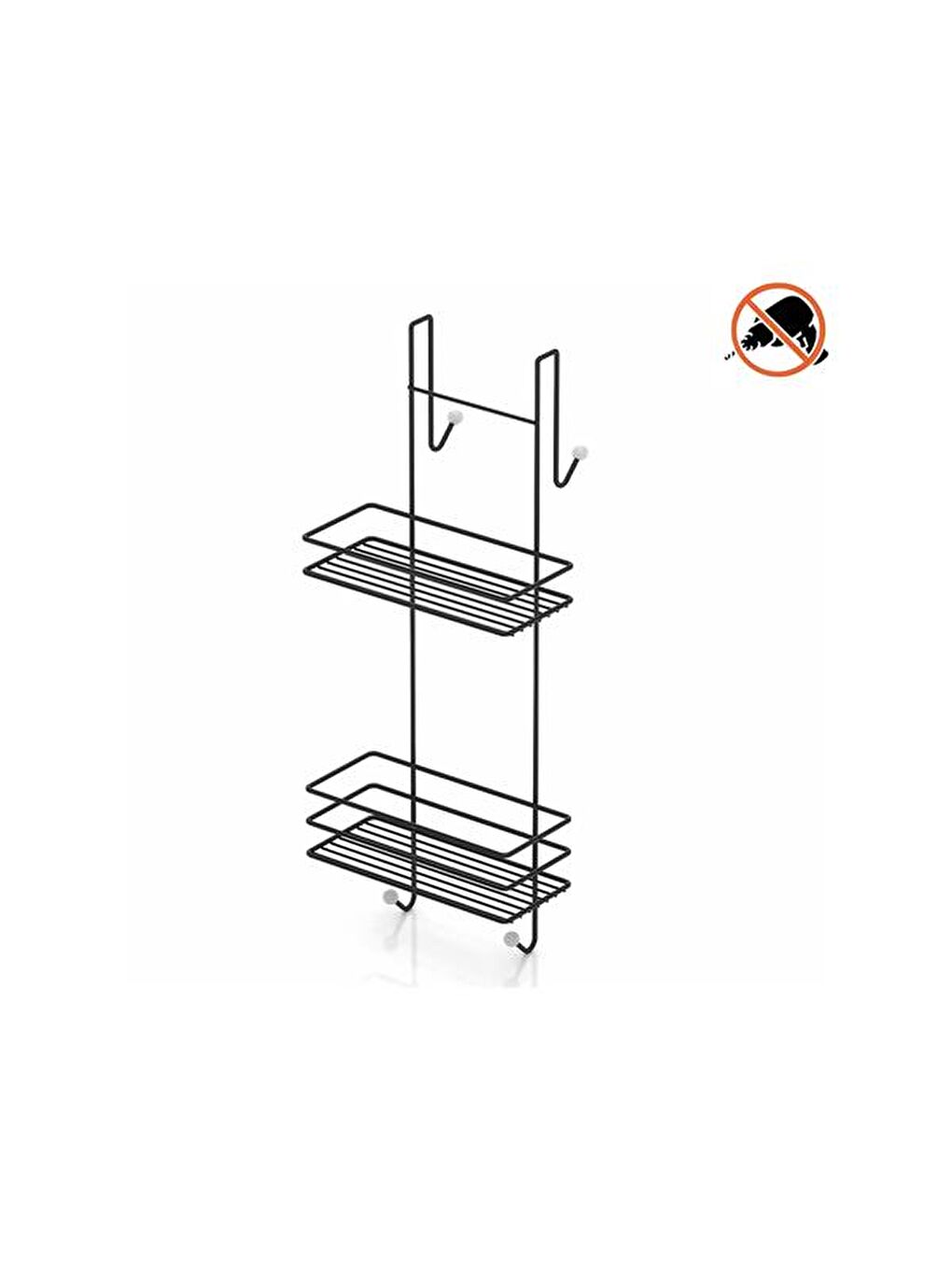 İki Katlı Asmalı Duşakabin Rafı - Siyah-1
