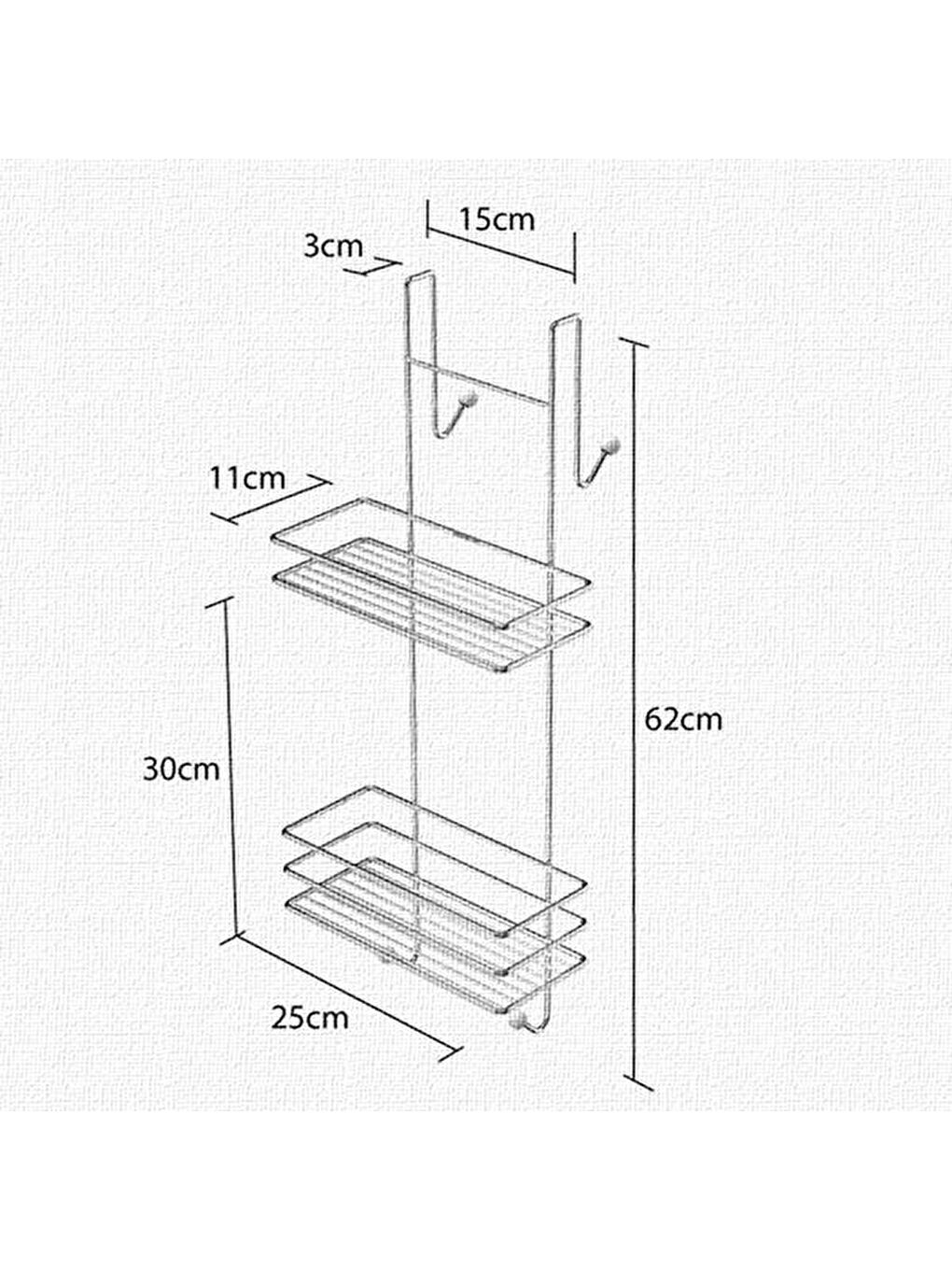 İki Katlı Asmalı Duşakabin Rafı - Siyah-2