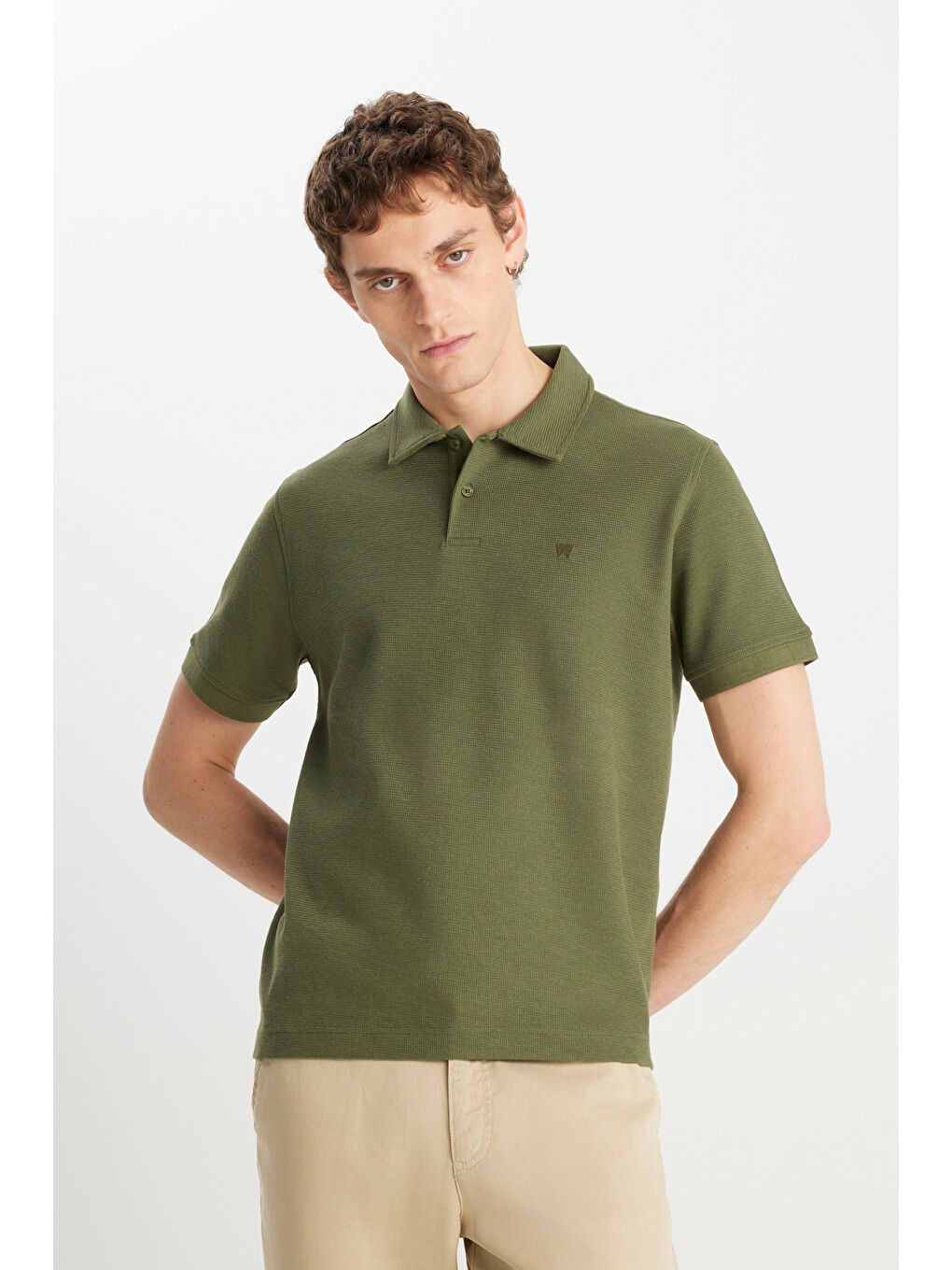 Regular Fit Normal Kesim Zeytin Yeşili Polo Yaka Tişört
