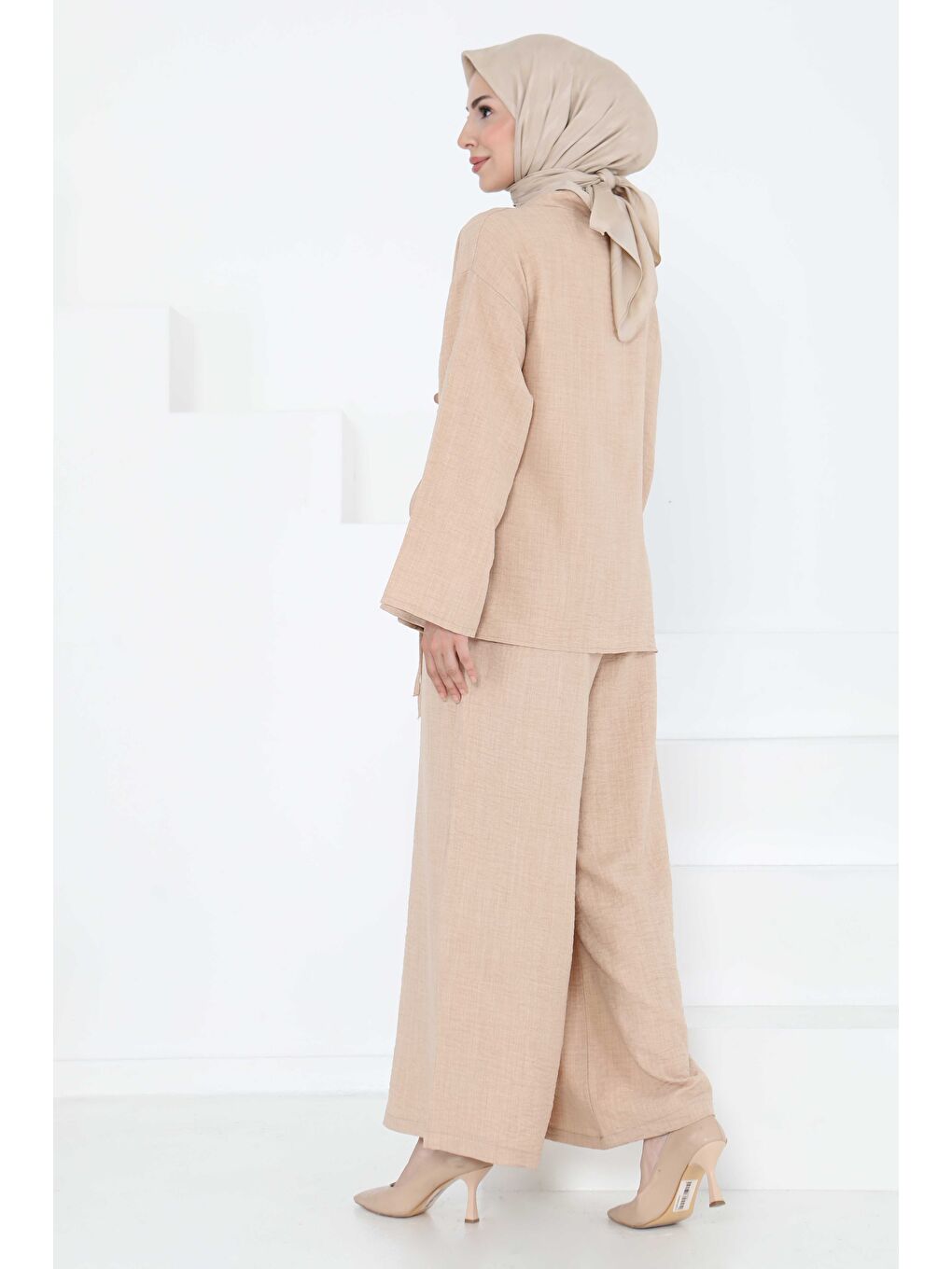 Bağlamalı Ceket Pantolon Bej - 27258-7