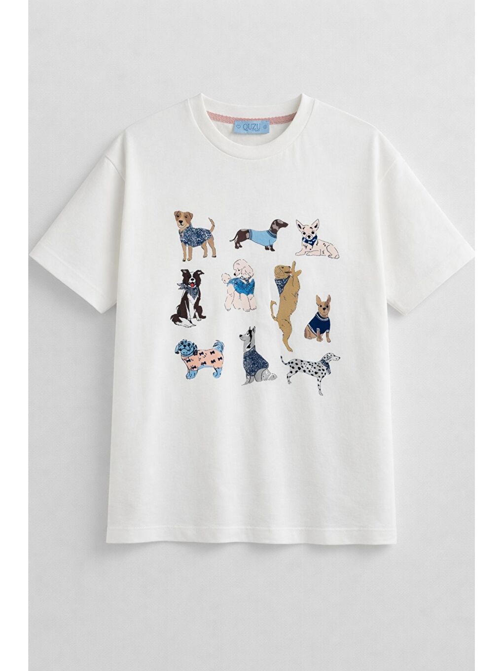 Köpek Figürlü Oversize Tişört Ekru-1