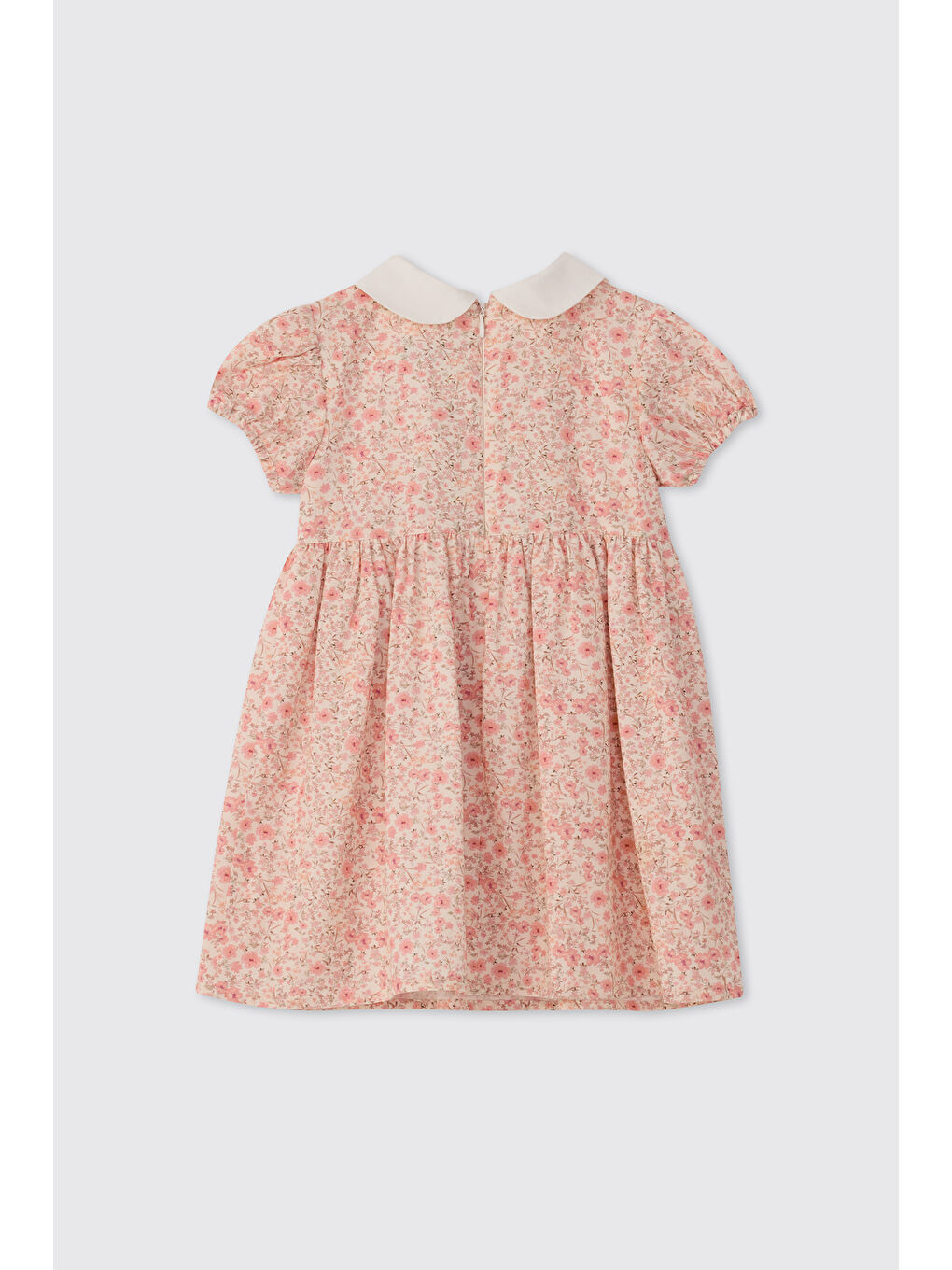 Kız Bebek Çiçek Desenli Ekru Elbise-1