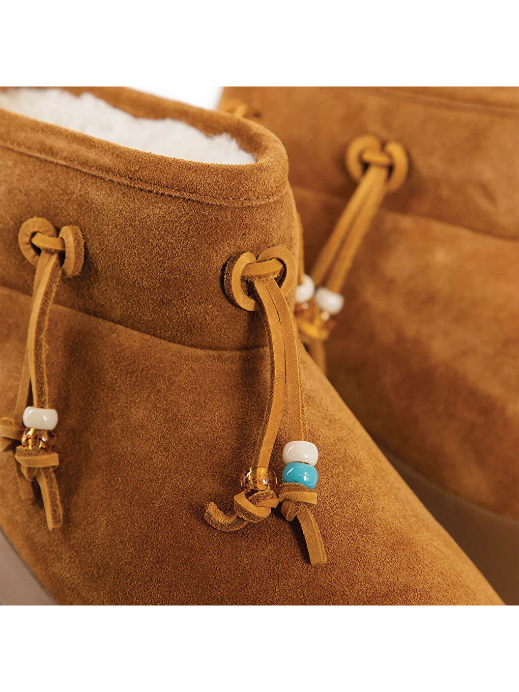 Kahverengi Kadın Kar Botu 80D2480100-M008 Luna Low Suede Beads Cognac-5