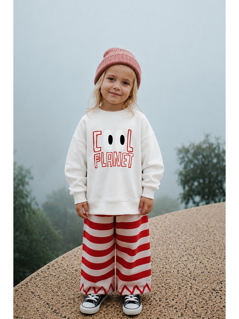 Ekru Unisex Çocuk 3 İplik Kumaş Baskılı Pamuklu Sweatshirt-1