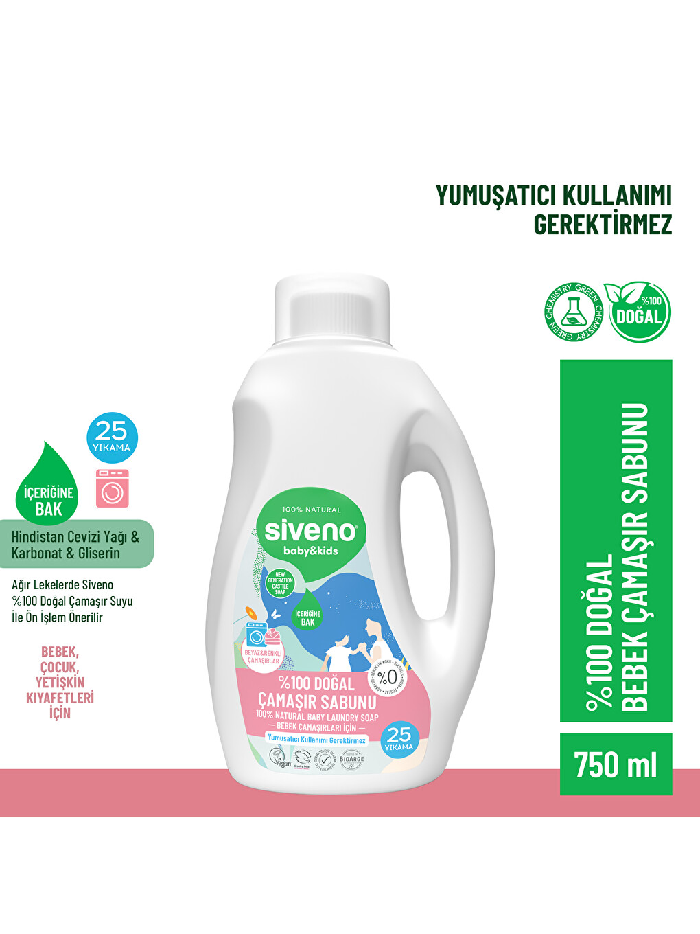 %100 Doğal Bebek Çamaşır Sabunu Kendinden Yumuşatıcılı Bitkisel Deterjan Konsantre Vegan 750 Ml-1