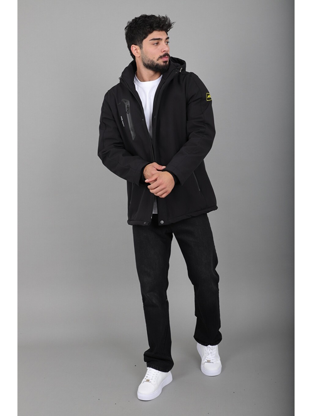 Siyah Su Ve Rüzgar Geçirmez Outdoor Softshell Kışlık Mont Pldp 3014_50510-3