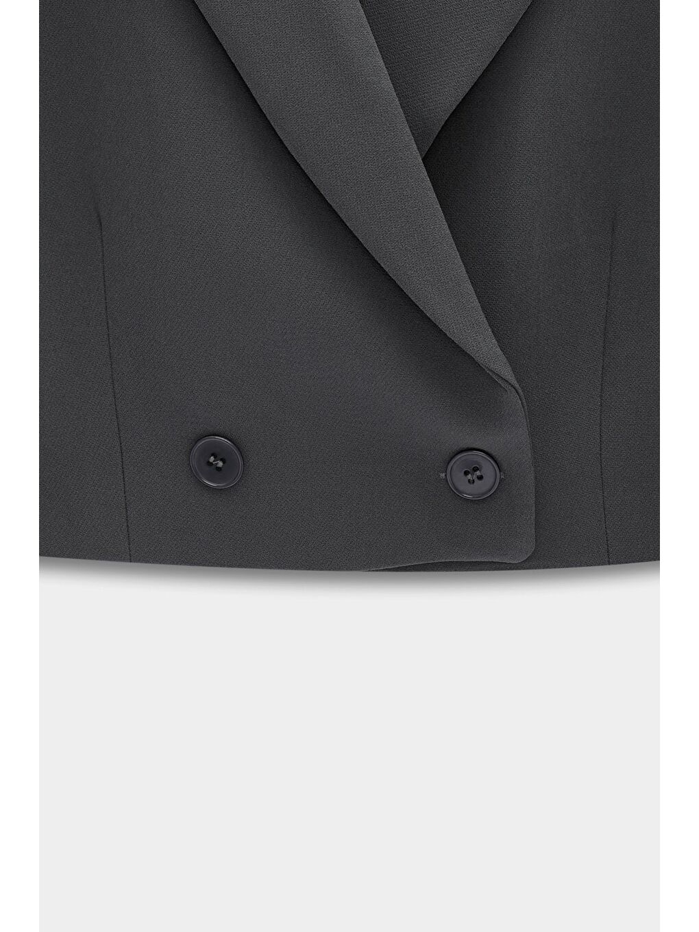 Antrasit Kadın Regular Fit Kruvaze Kapama Dokuma Crop Blazer Ceket -Şık & Spor-2