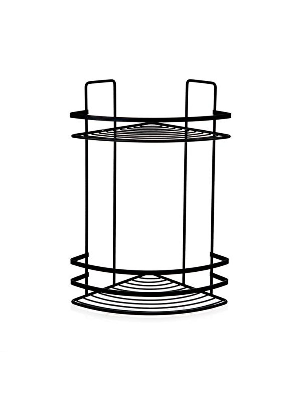 2 Katlı Lamalı Duş Rafı - Siyah-3