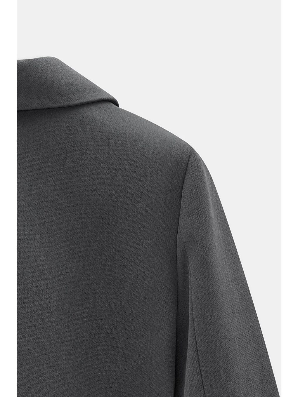 Antrasit Kadın Regular Fit Kruvaze Kapama Dokuma Crop Blazer Ceket -Şık & Spor-3