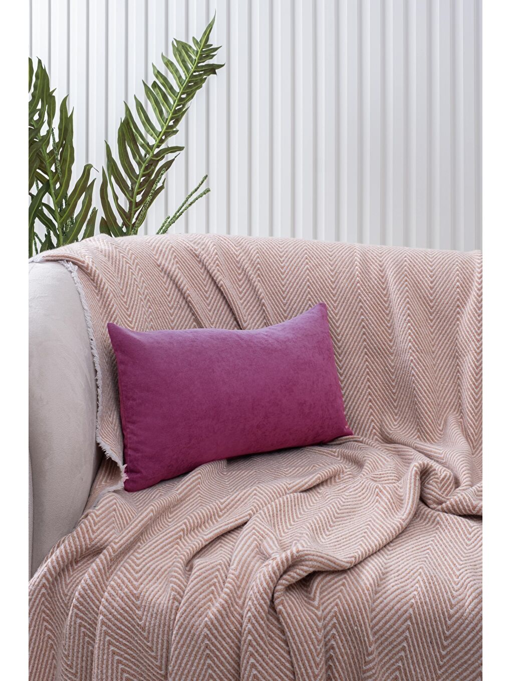 Panoroma Süet Dokulu Düz Punch (Panç) İçin Uygun Fuşya 40X40 Dekoratif Kırlent Kılıfı-1