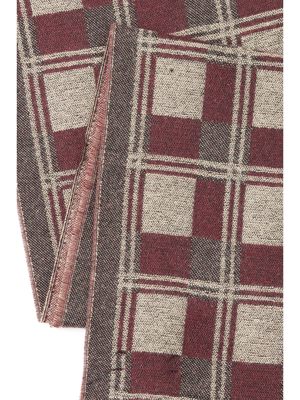 Erkek Bordo-Gri Desenli Atkı-1