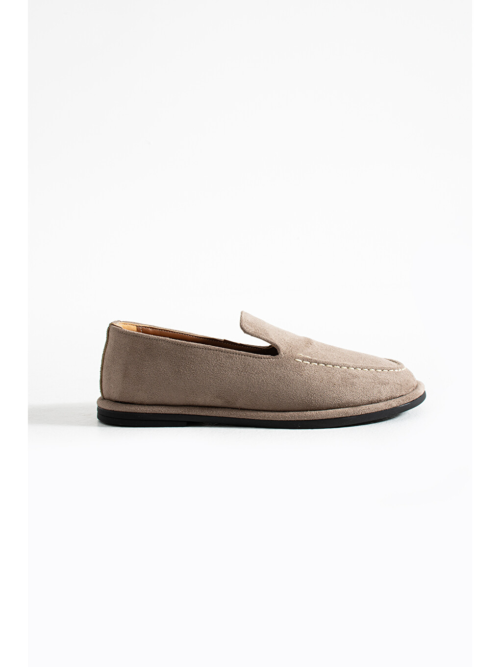 Bej Konforlu Kadın Süet Mokasen Ayakkabı Loafer-1