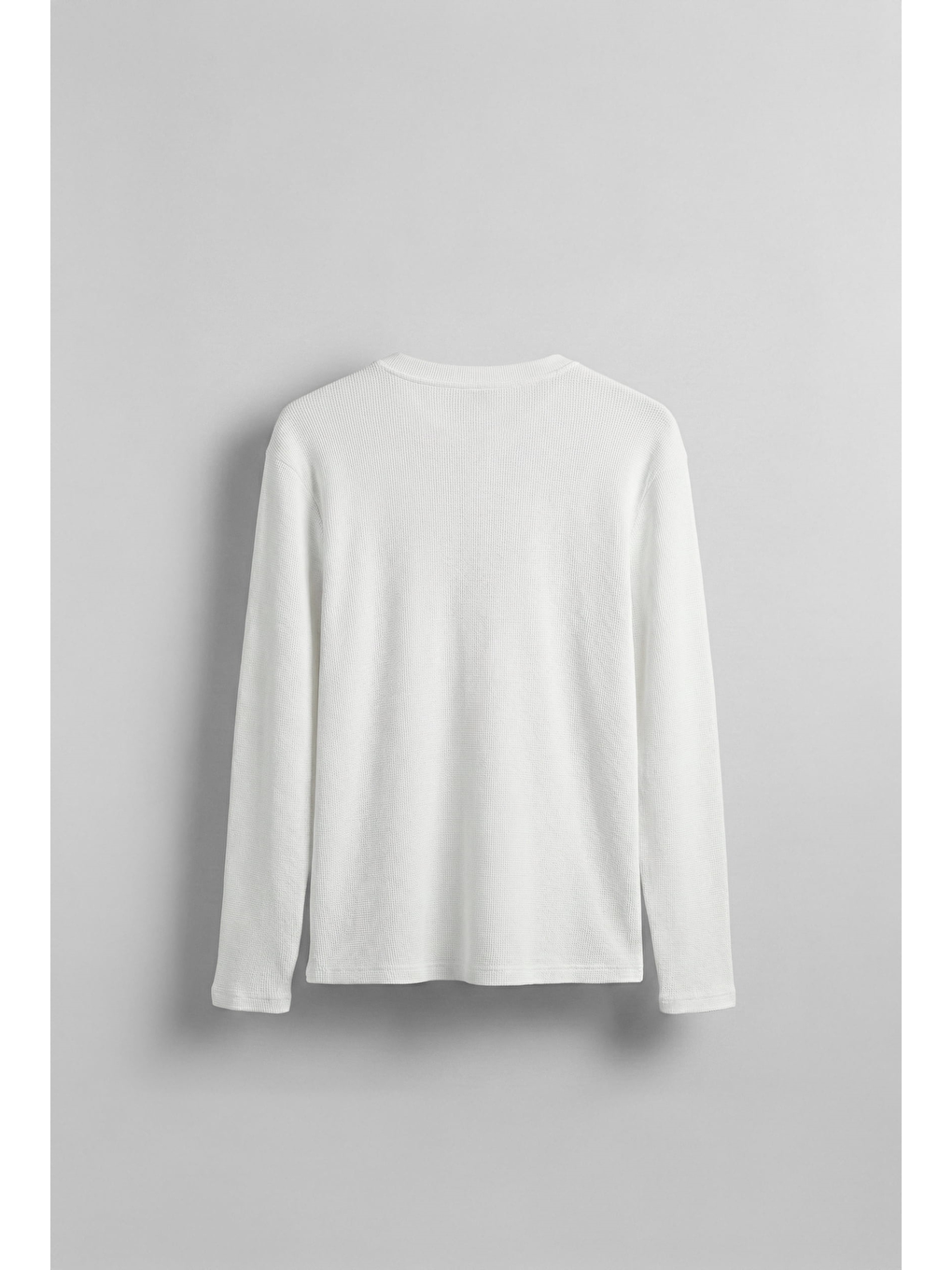 Erkek Oversize Düğmeli Basic Uzun Kollu T-Shirt Ekru-1