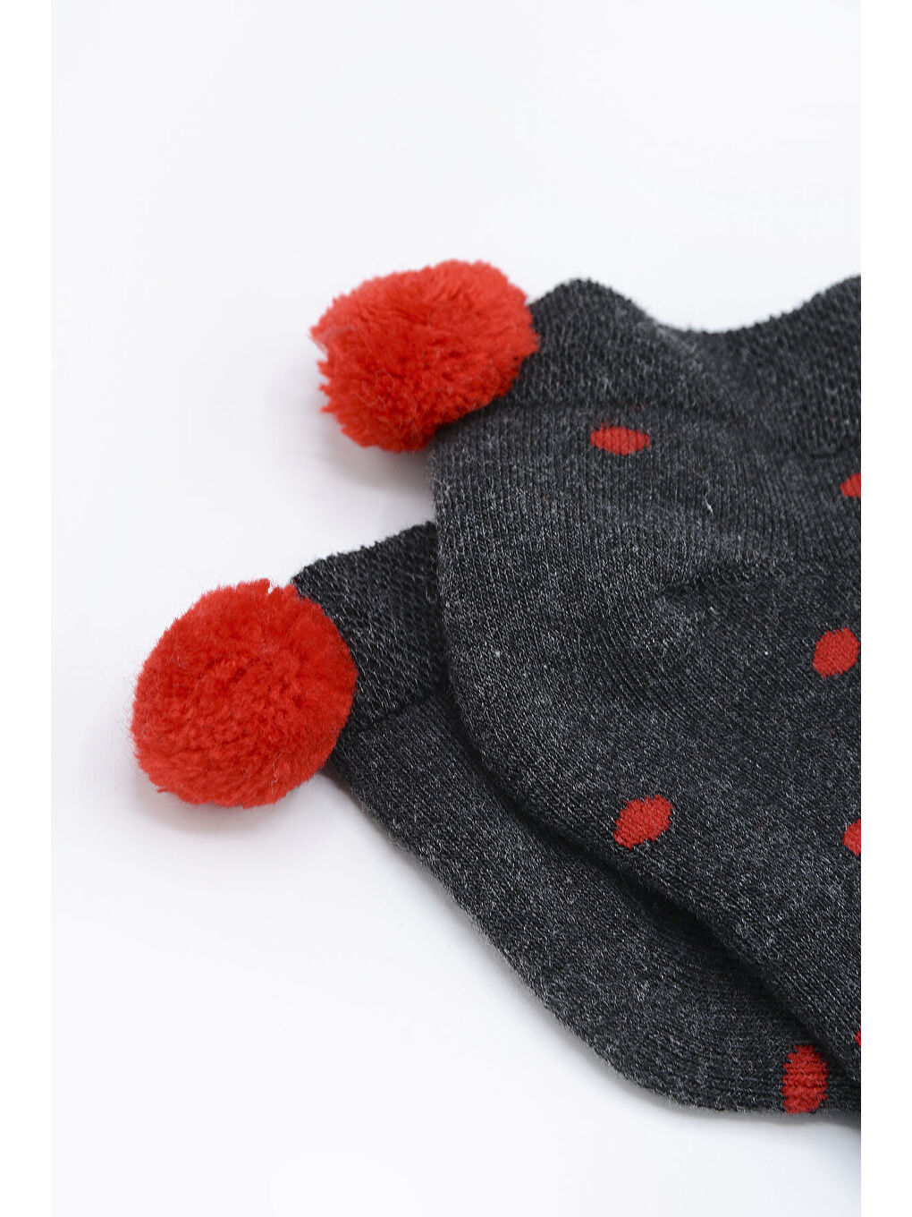 Antrasit Ponponlu Havlu Patik Çorap-1