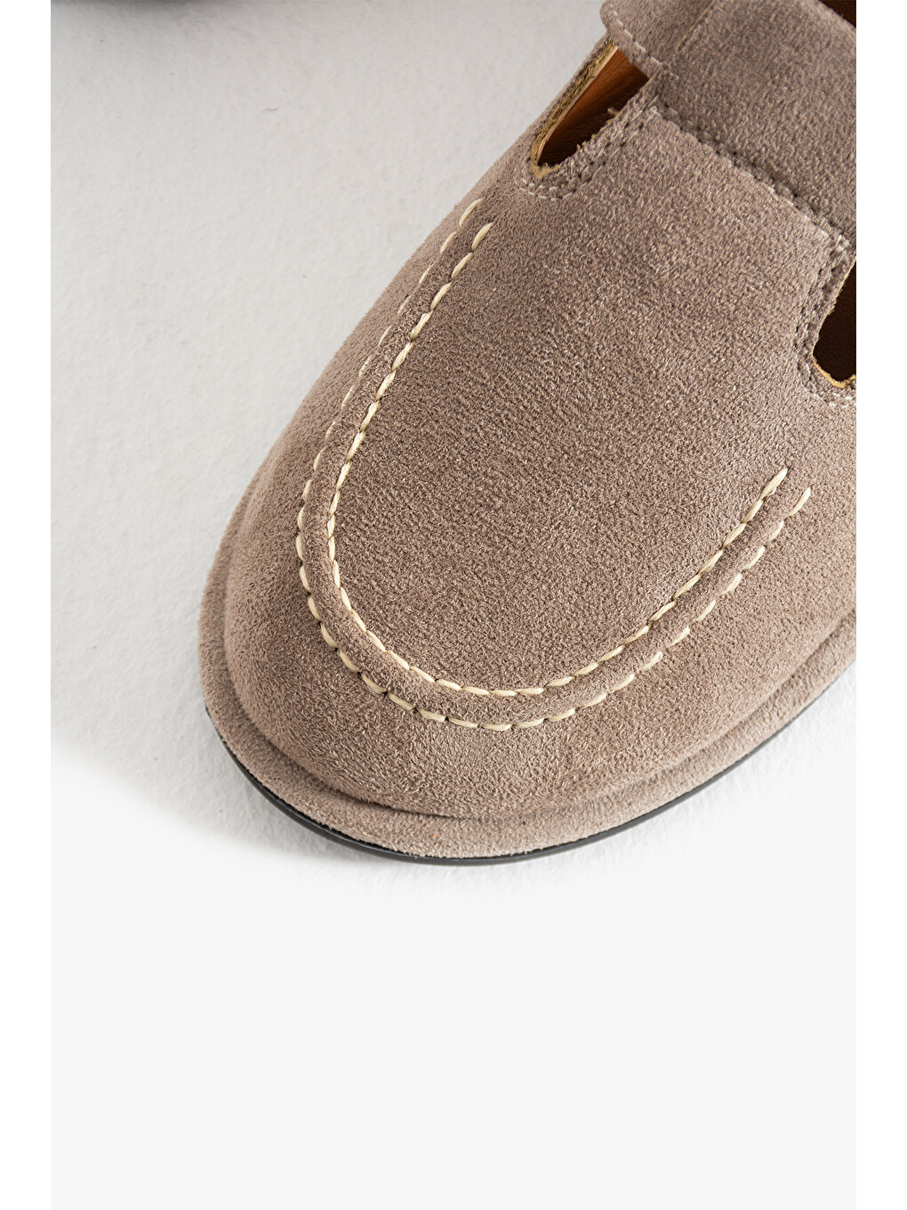 Bej Konforlu Kadın Süet Mokasen Ayakkabı Loafer-3