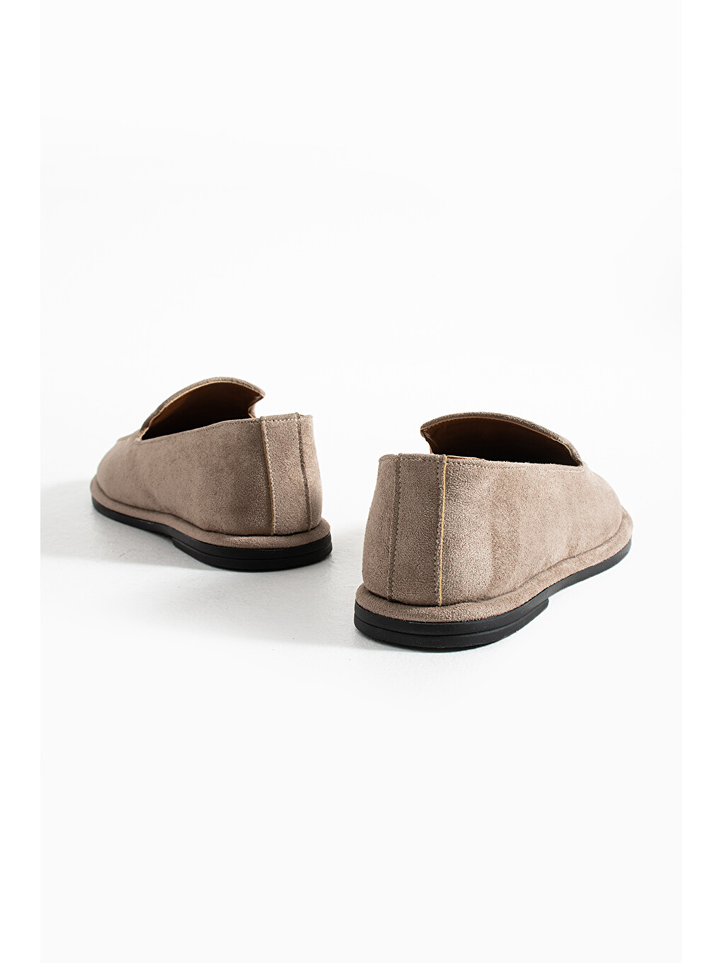 Bej Konforlu Kadın Süet Mokasen Ayakkabı Loafer-4