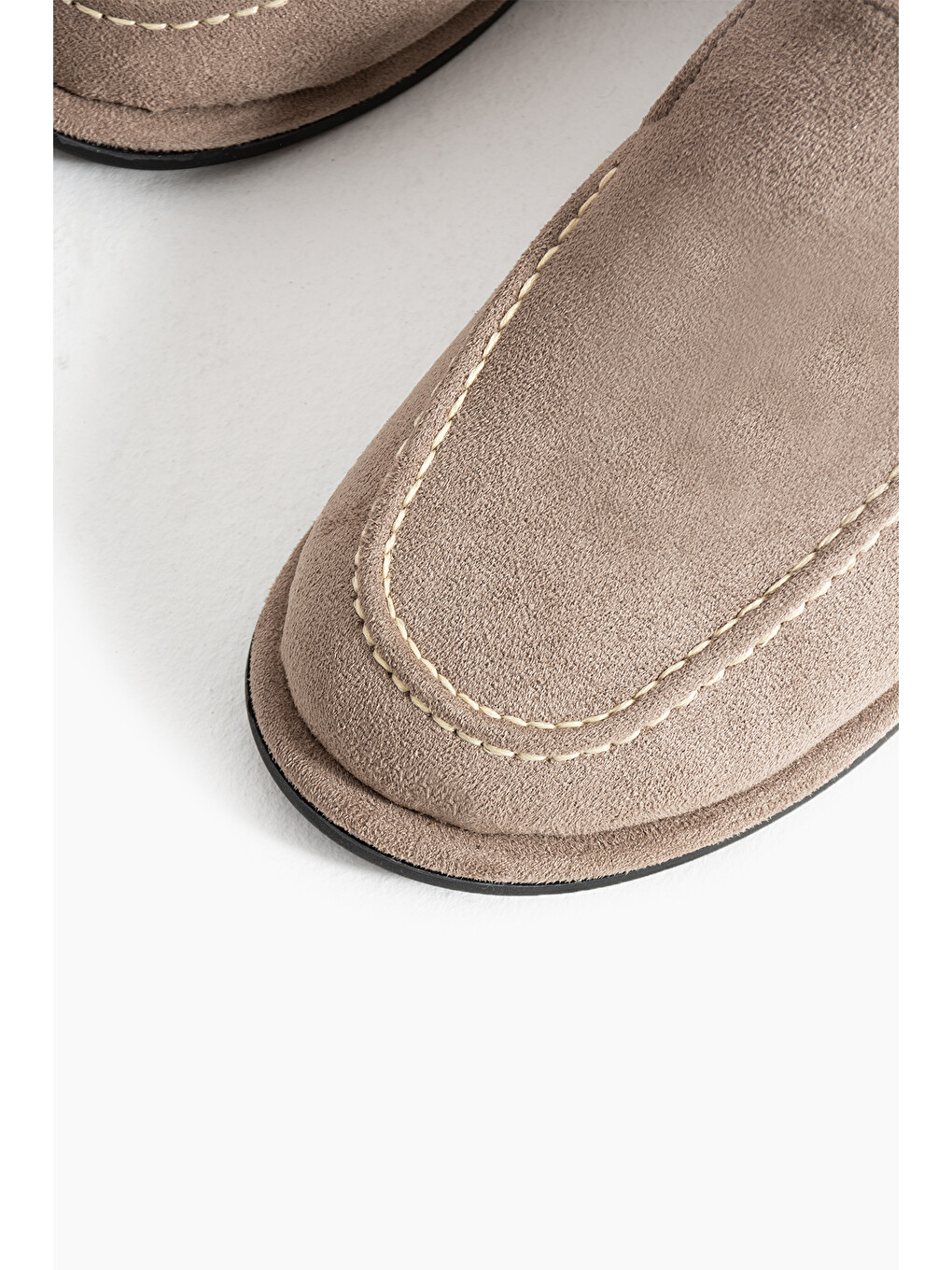 Bej Konforlu Kadın Süet Mokasen Ayakkabı Loafer-5