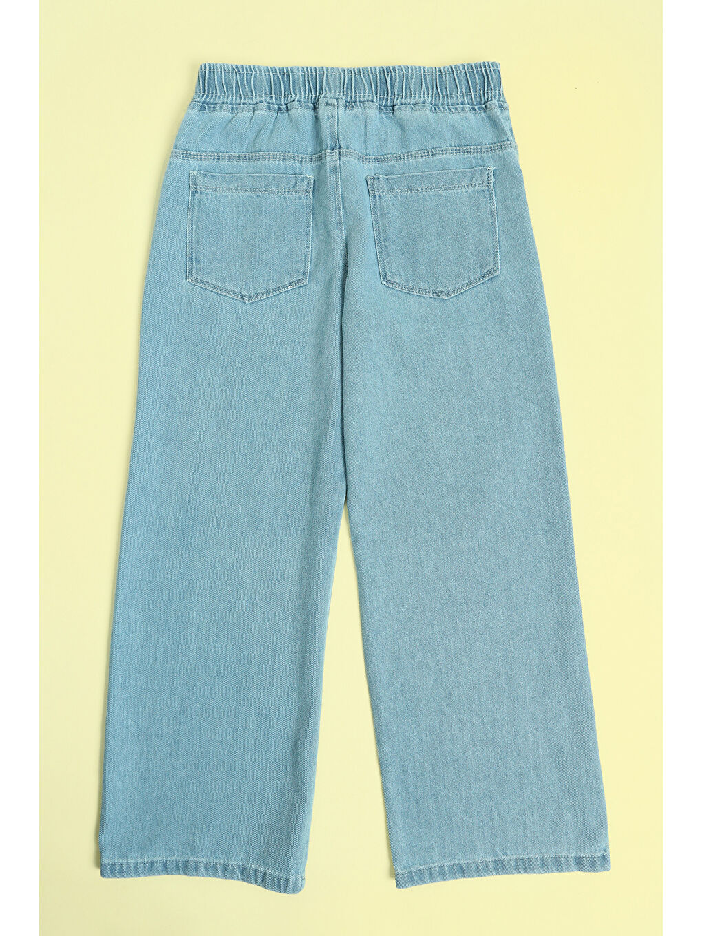 Mavi Beli Lastikli Taşlı Kız Çocuk Jean Pantolon-2