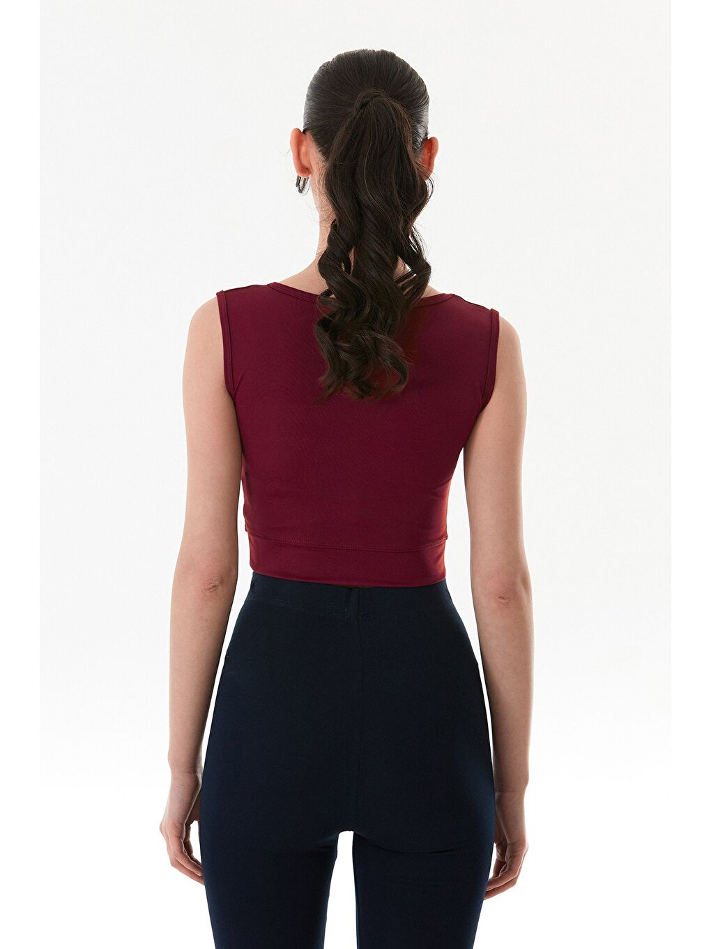 Bordo Basic V Yaka Crop Body-2