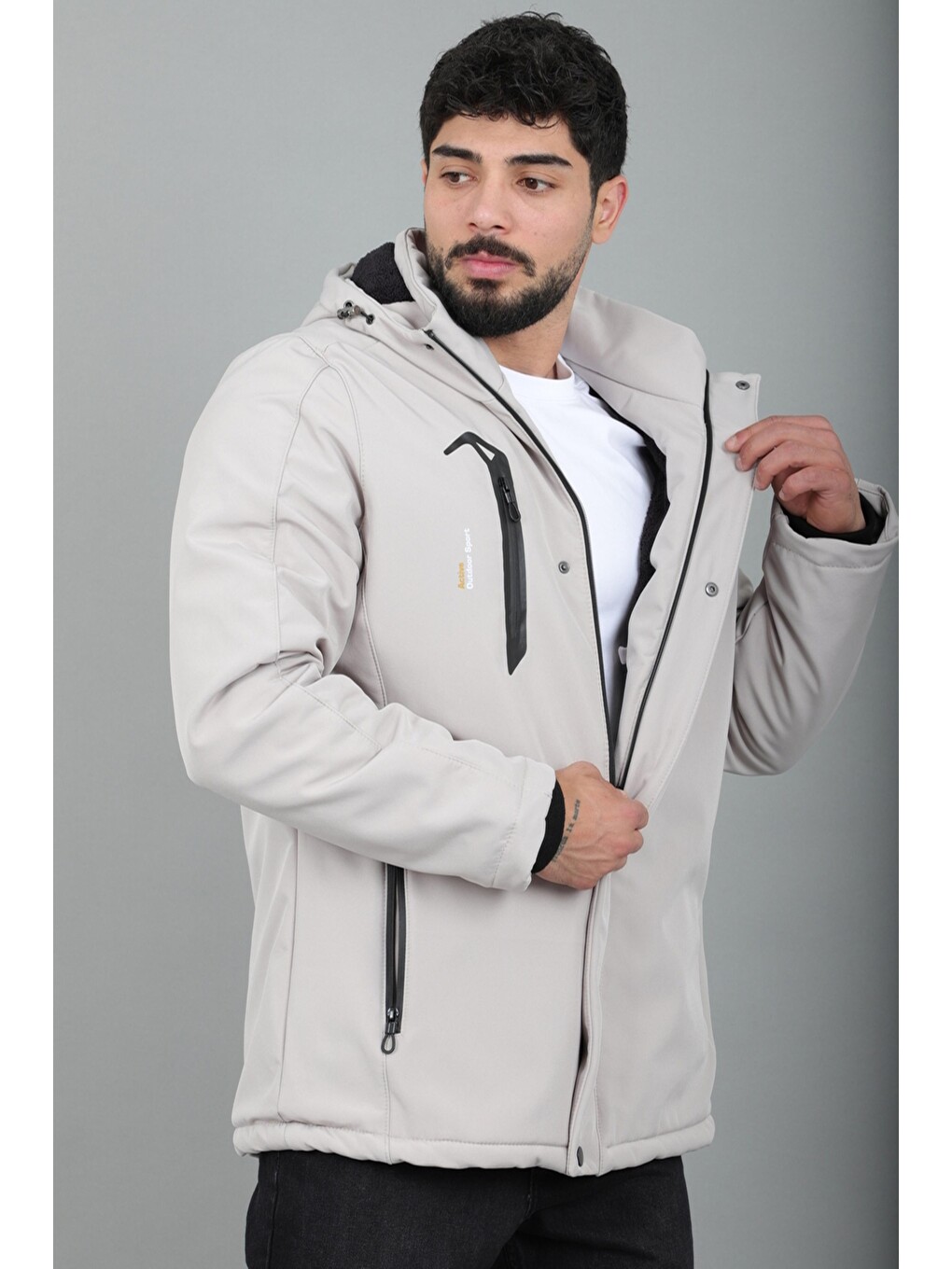 Bej Su Ve Rüzgar Geçirmez Outdoor Softshell Kışlık Mont Pldp 3014_50510-2