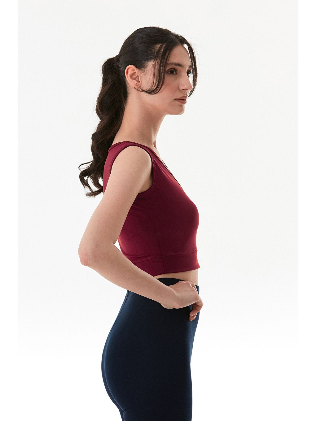 Bordo Basic V Yaka Crop Body-3