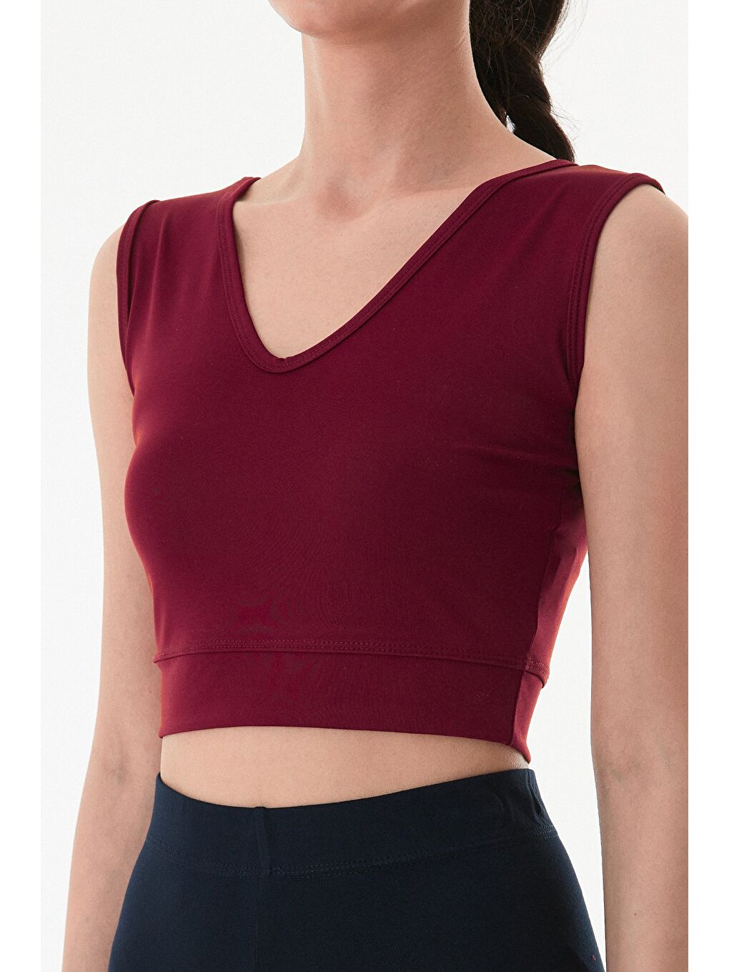 Bordo Basic V Yaka Crop Body-4