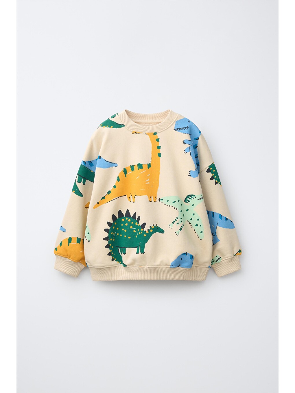 Çocuk Dinozor Desenli Bej Sweatshirt Ve Eşofman Altı Takımı-1