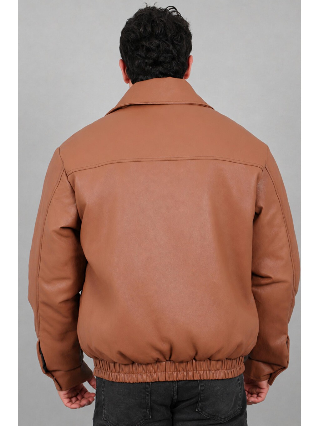 Kahverengi Kışlık Dolumlu İçi Kürklü Oversize Suni Deri Mont Kmd_50502-6