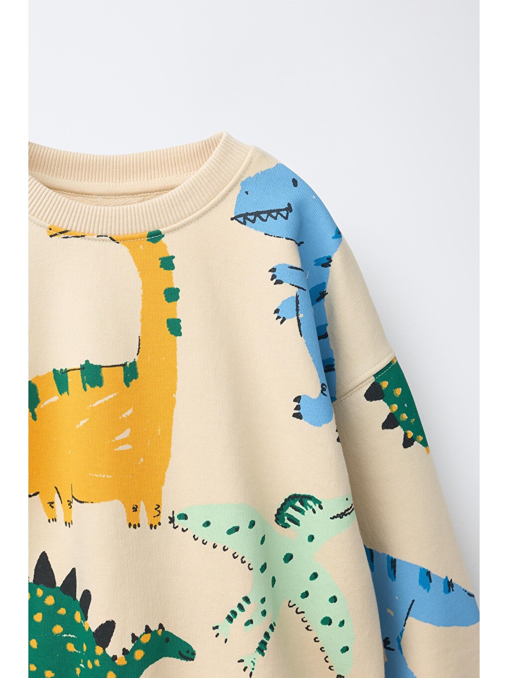Çocuk Dinozor Desenli Bej Sweatshirt Ve Eşofman Altı Takımı-3
