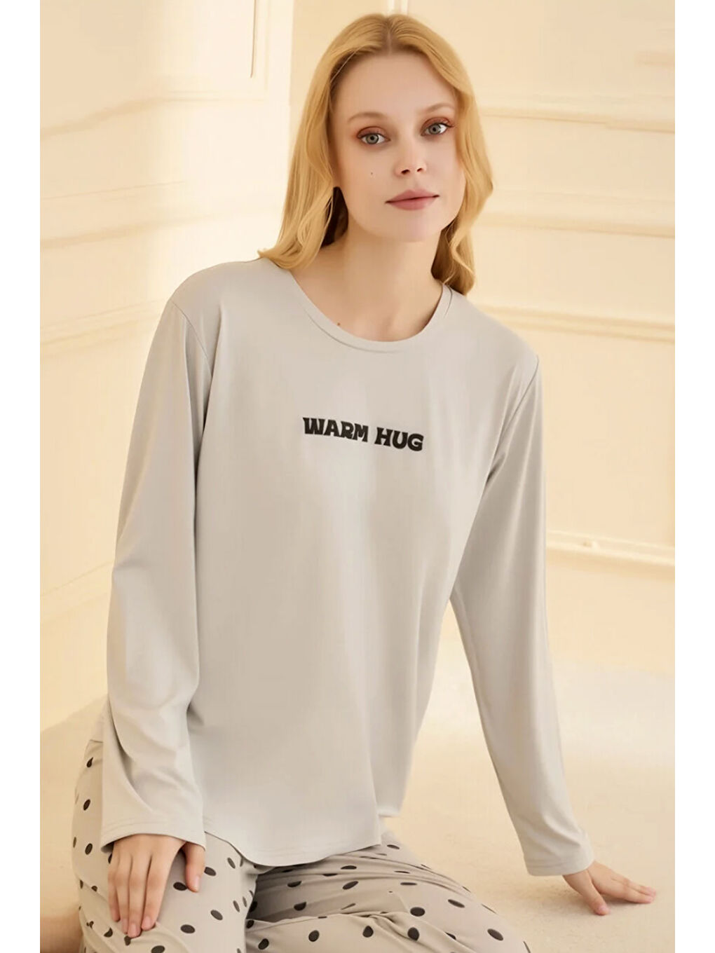 Kadın Milan Kumaş Pijama Takımı 50902-2383 Gri-3