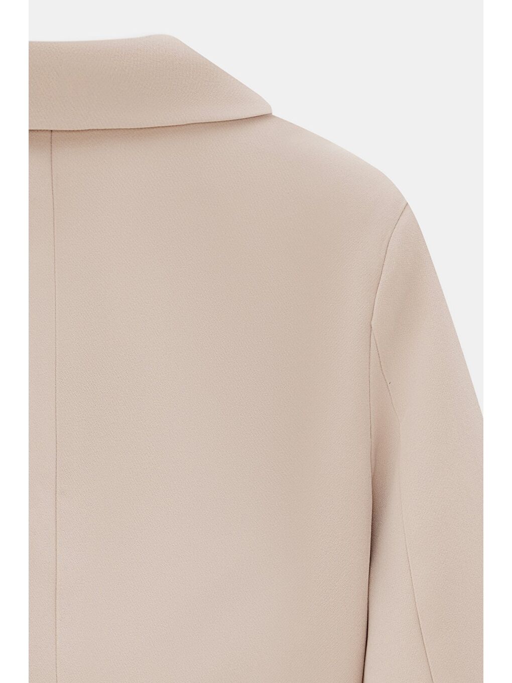 Bej Kadın Regular Fit Kruvaze Kapama Dokuma Crop Blazer Ceket -Şık & Spor-3