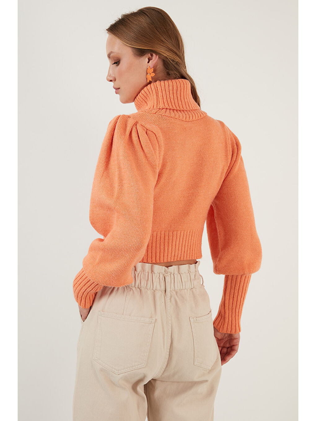 Pembe Kol Detaylı Boğazlı Yaka Kadın Kazak 63622534-4