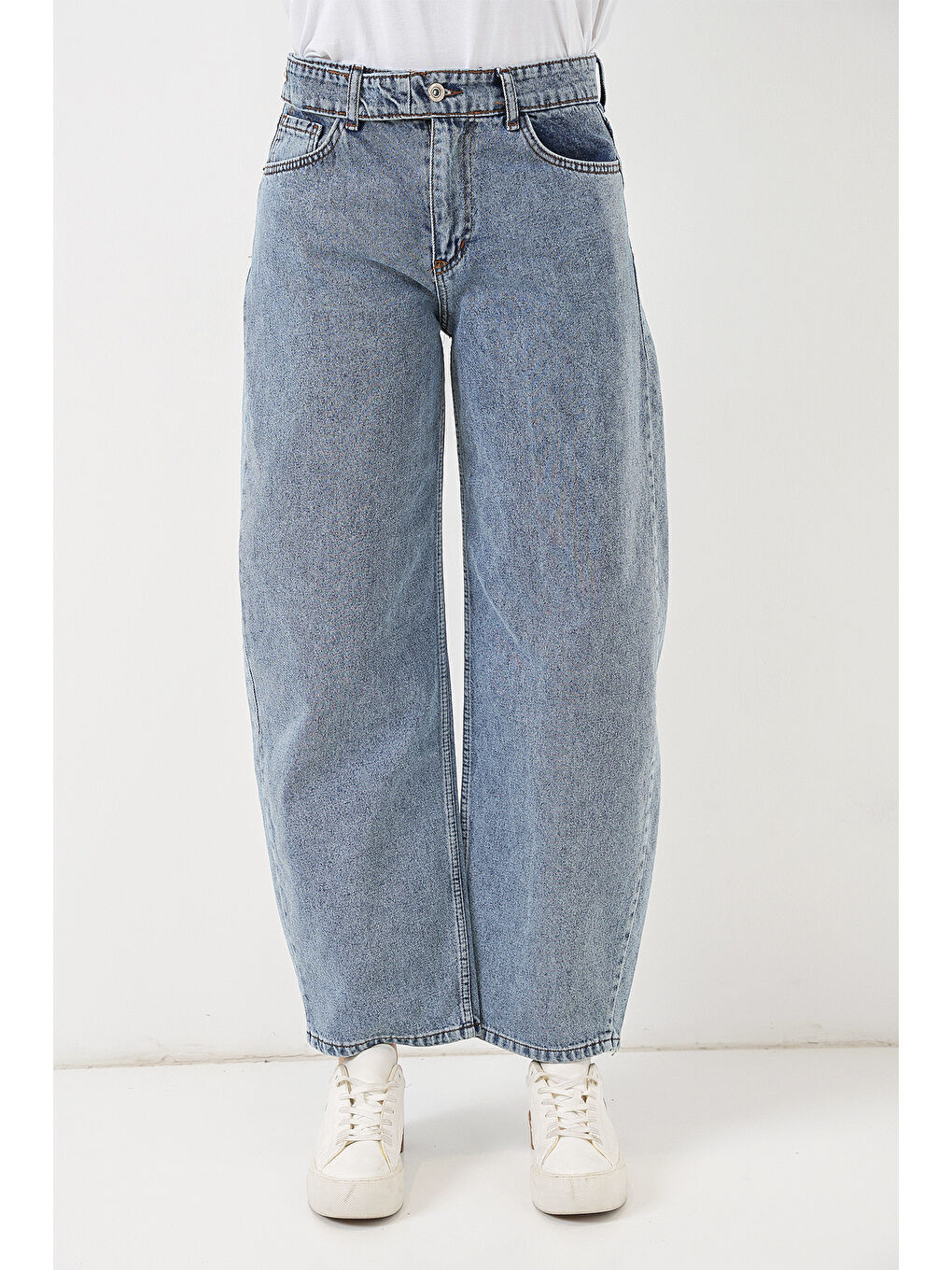 Kadın Yüksek Bel Jean Pantolon 30081 - Mavi-1