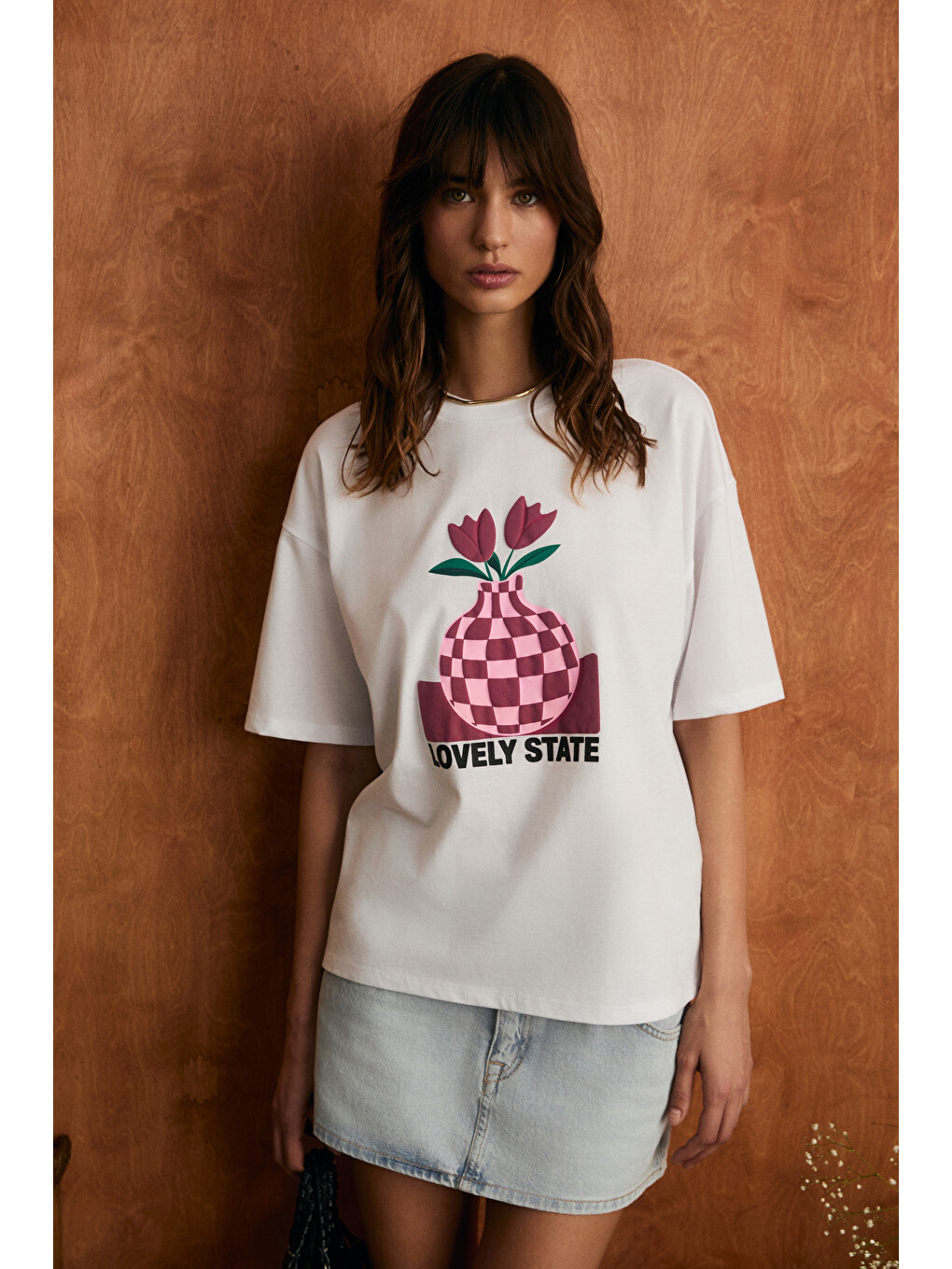 Beyaz SPRINE Kadın Yumuşak Kumaşlı %100 Pamuklu Baskılı Regular BEYAZ T-Shirt-3