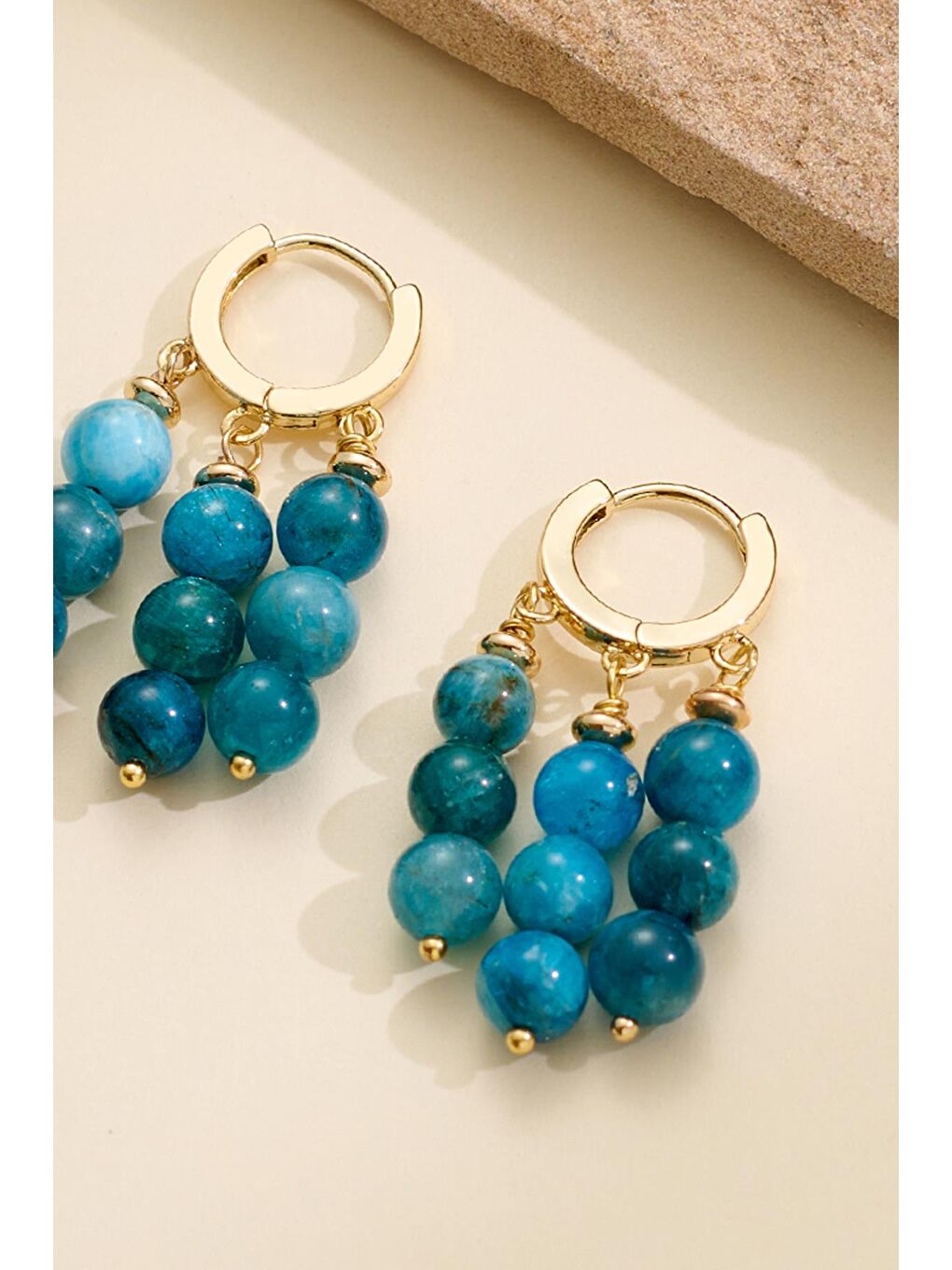 Mavi Doğaltaş Sallantılı Kadın Küpe-1