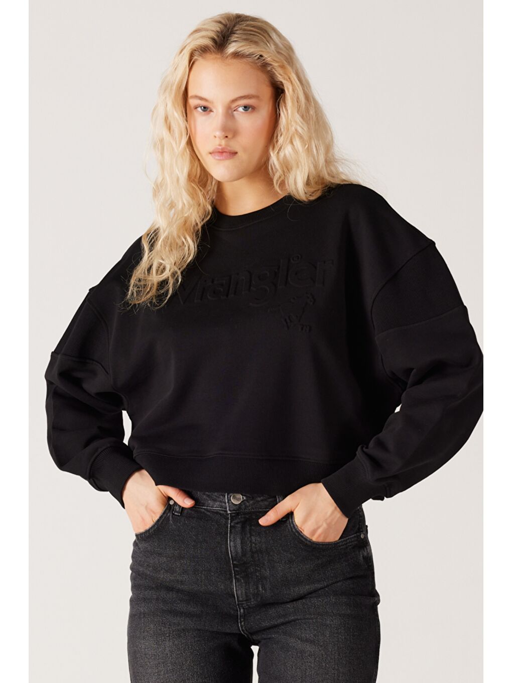 Relaxed Fit Geniş Kesim %100 Pamuk Siyah Sweatshirt-1