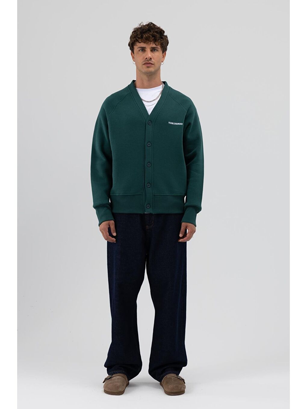 Yeşil Oversize Düğmeli Sweatshirt Nefti-1