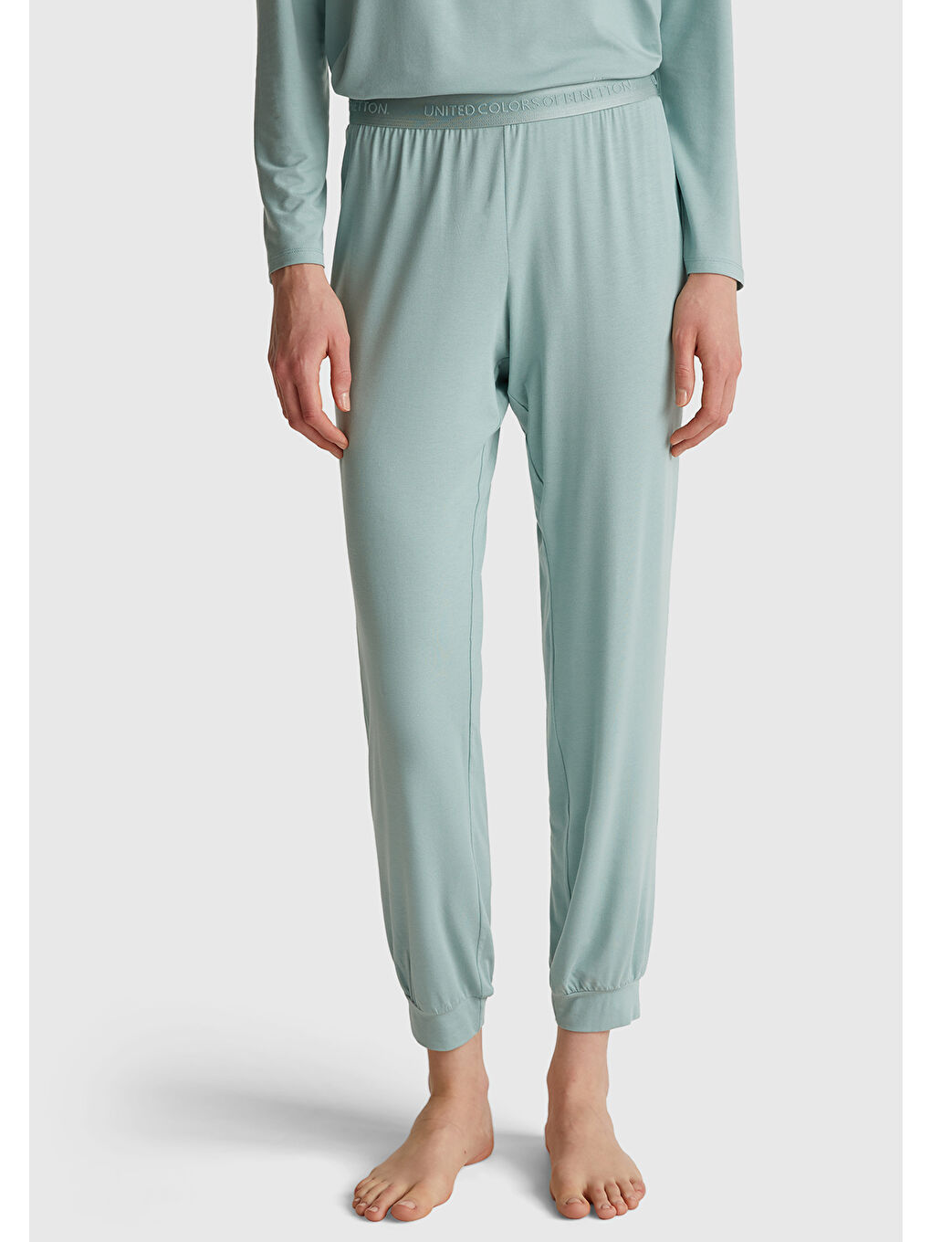 Kadın Açık Yeşil Modal Karışımlı Beli Logolu Pijama Altı