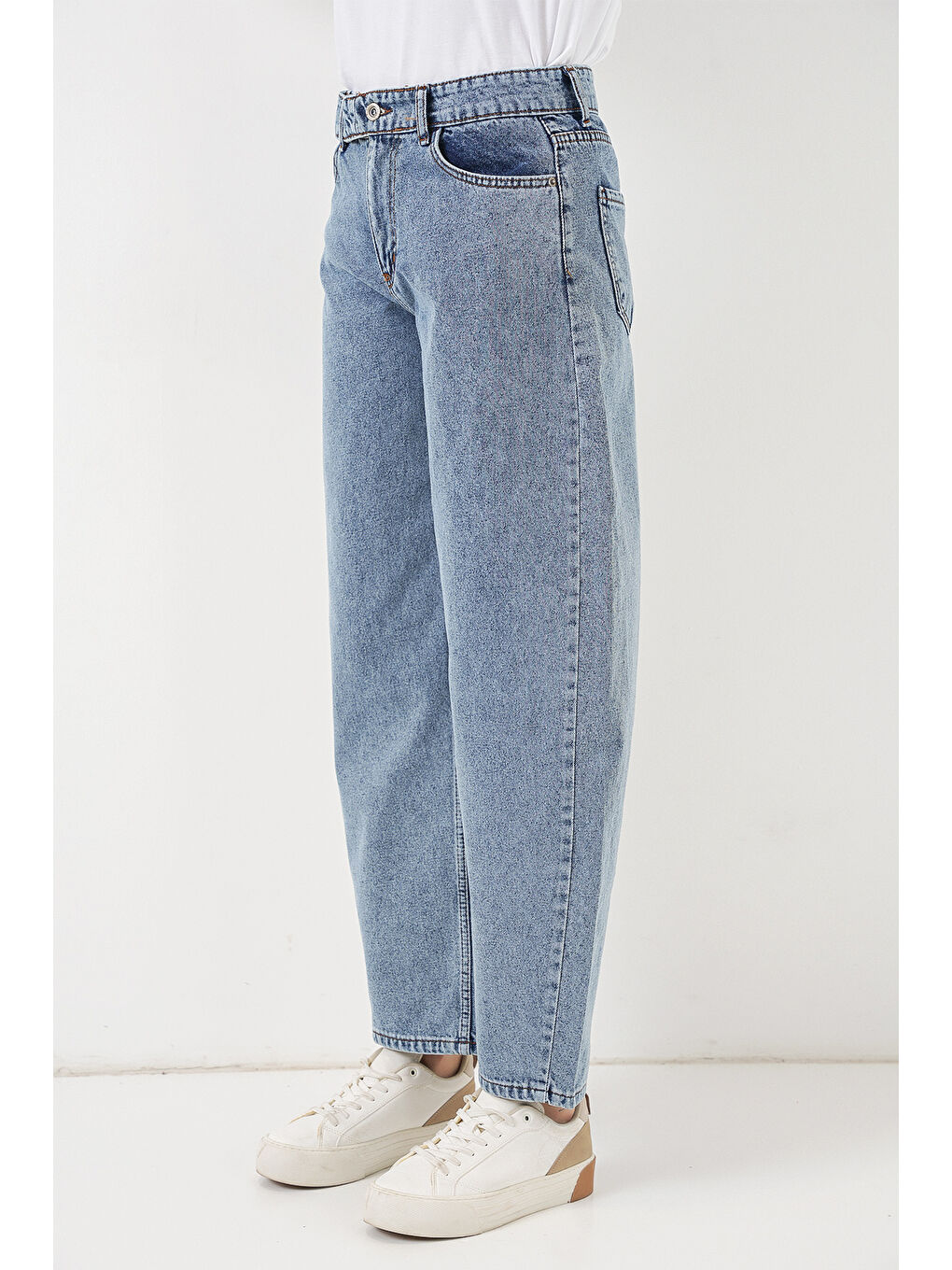 Kadın Yüksek Bel Jean Pantolon 30081 - Mavi-4