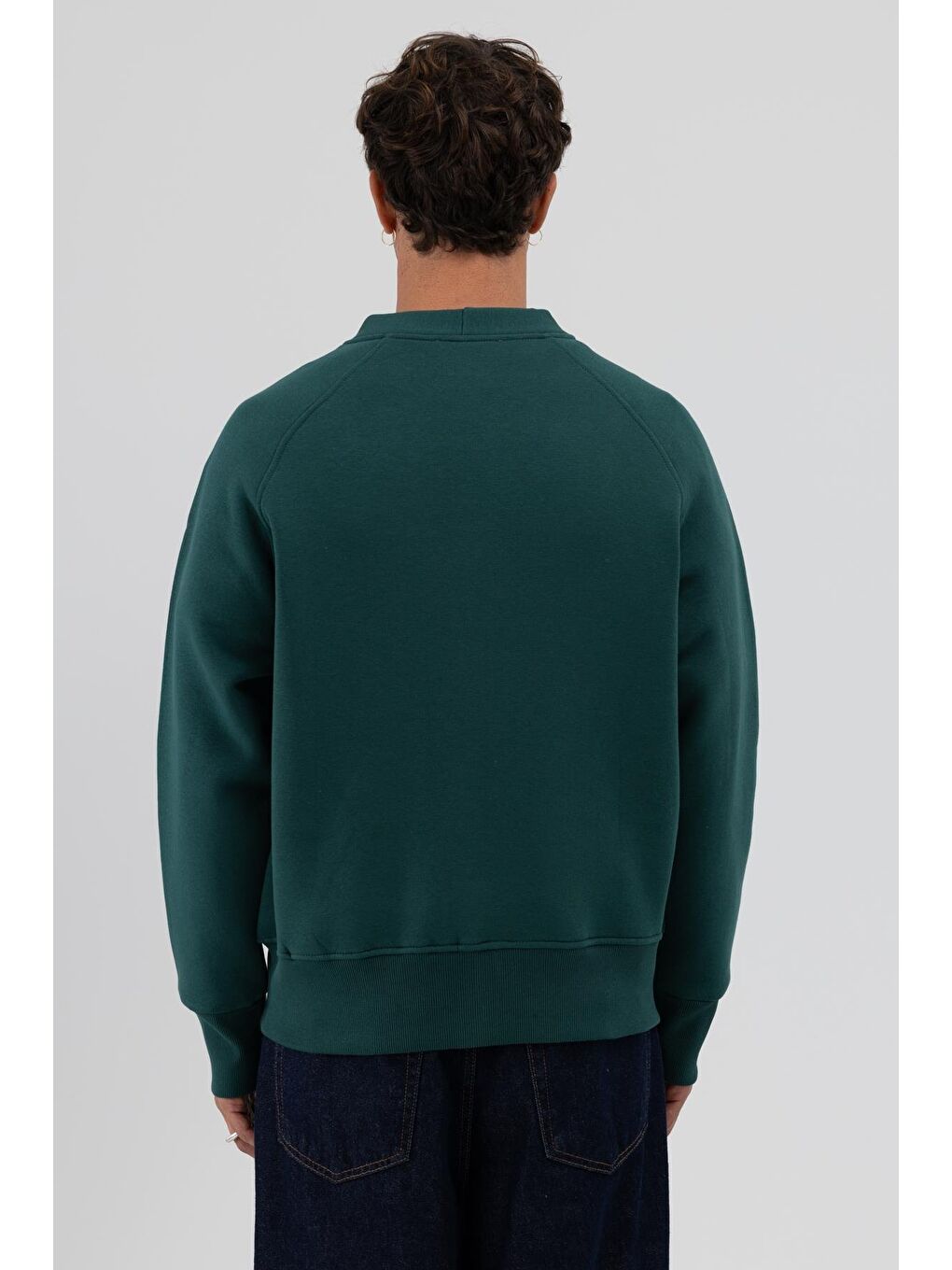 Yeşil Oversize Düğmeli Sweatshirt Nefti-3