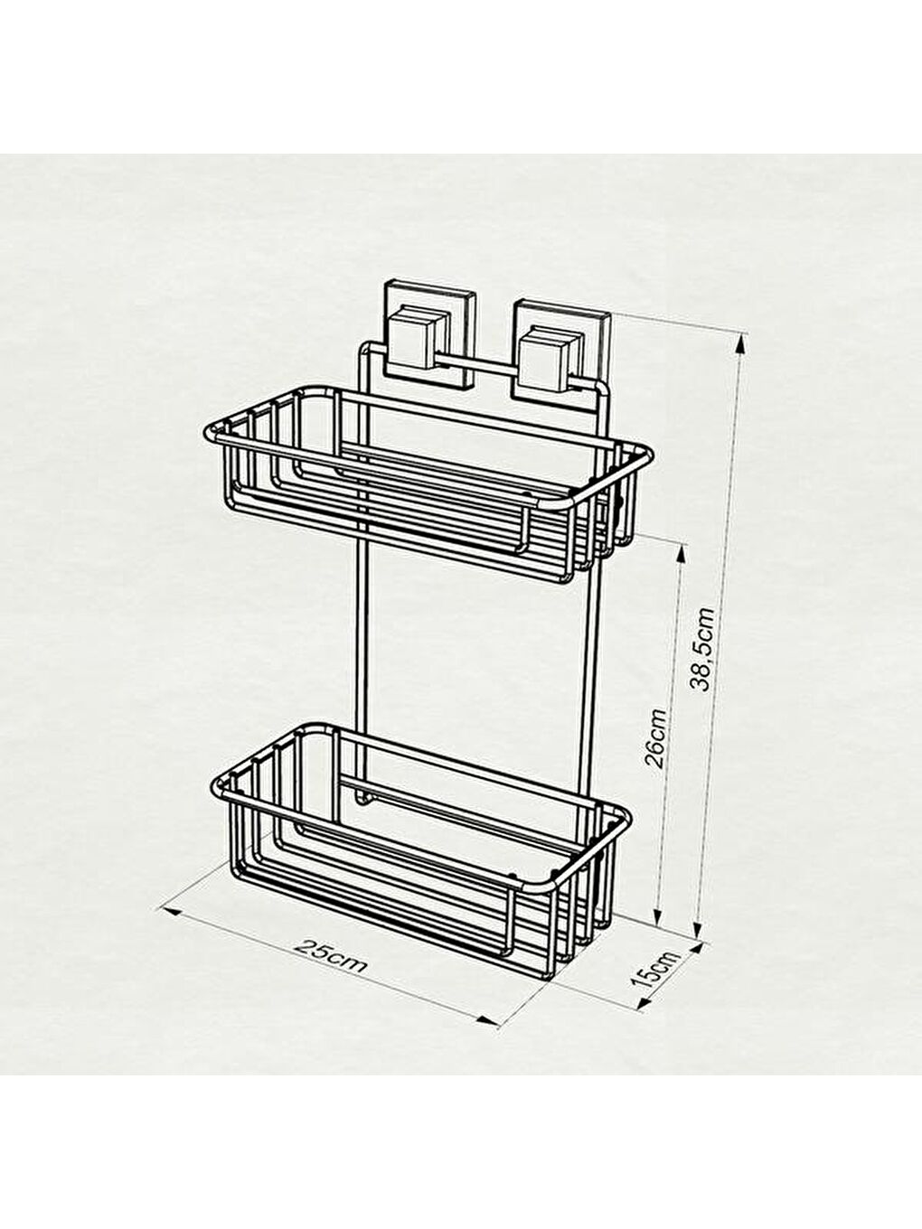 Easy Fix İki Katlı Düz Duş Rafı - Siyah-3
