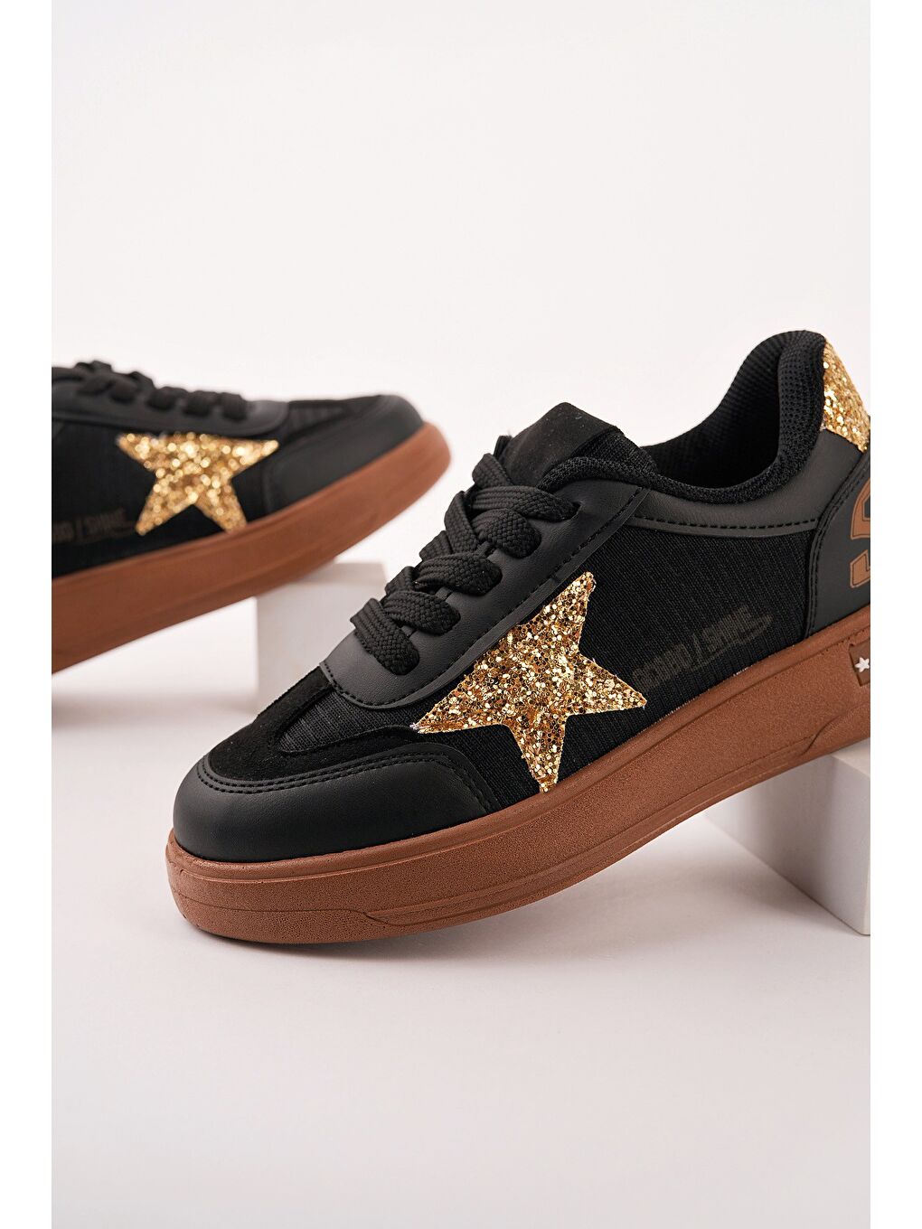 Siyah GALAXY Yıldız Detaylı Bağcıklı Çocuk Günlük Sneaker Spor Ayakkabı-2