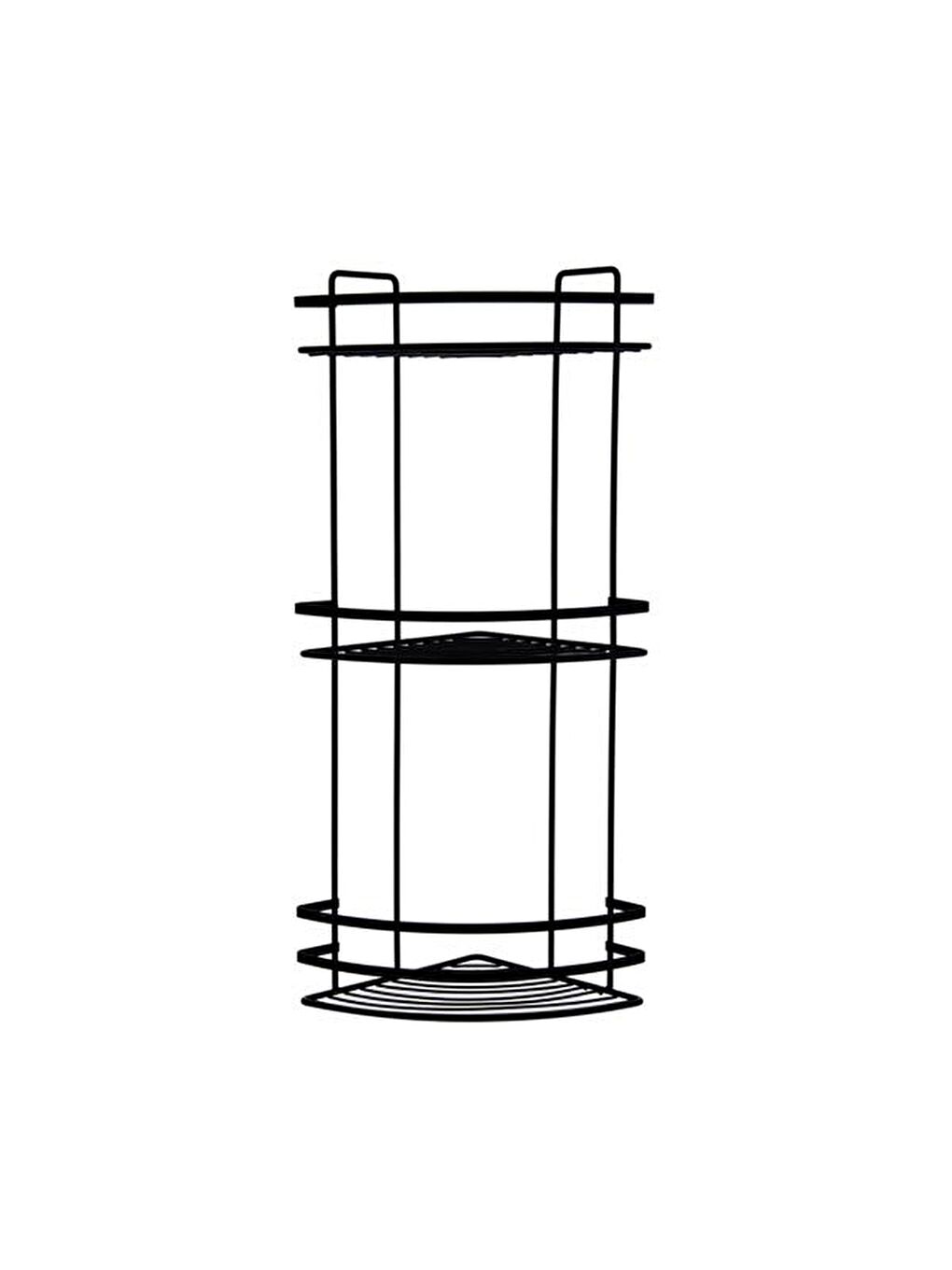 3 Katlı Lamalı Duş Rafı - Siyah-1