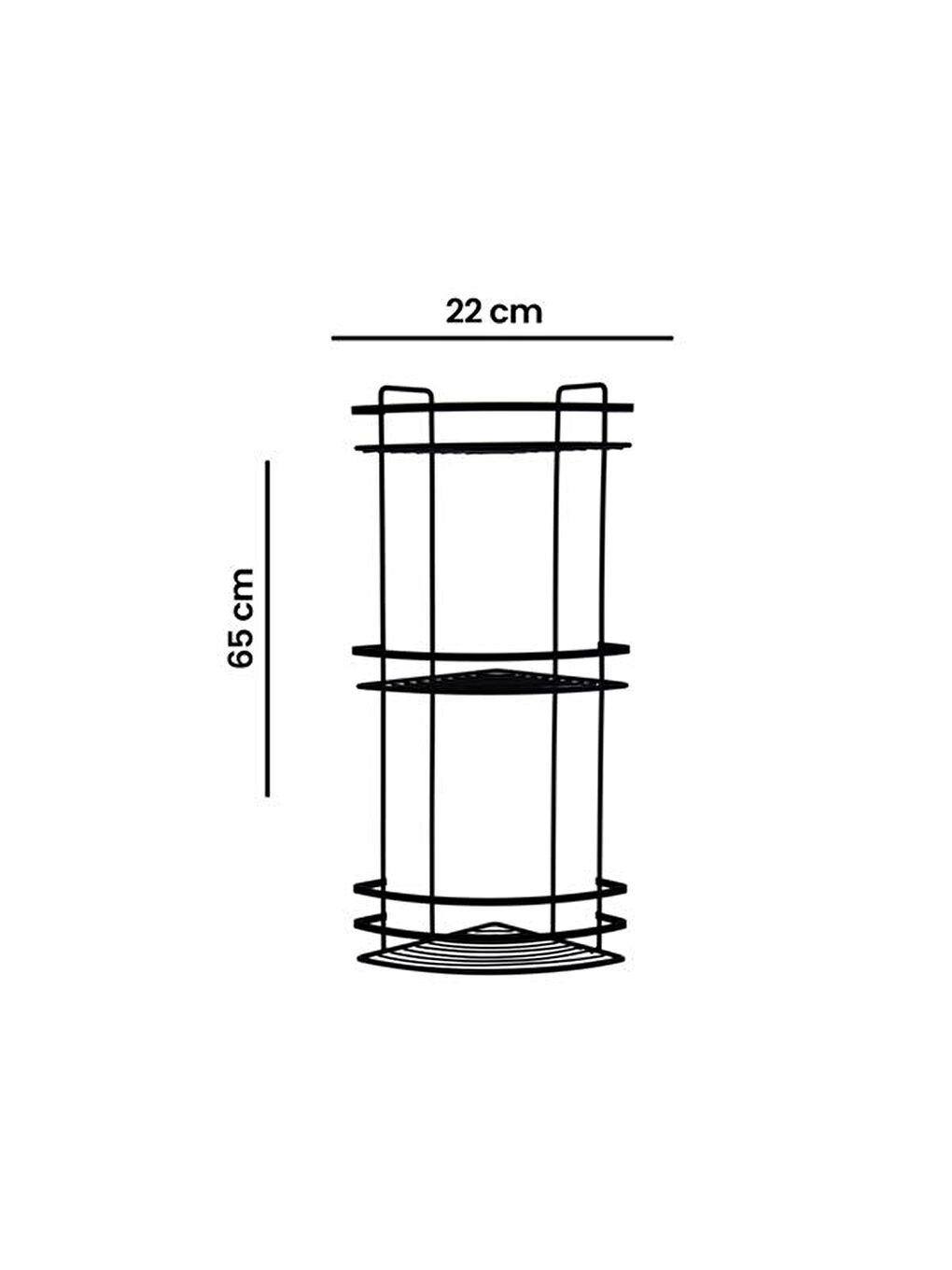 3 Katlı Lamalı Duş Rafı - Siyah-5