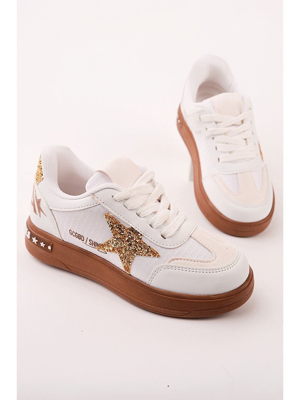 Beyaz GALAXY Yıldız Detaylı Bağcıklı Çocuk Günlük Sneaker Spor Ayakkabı-1