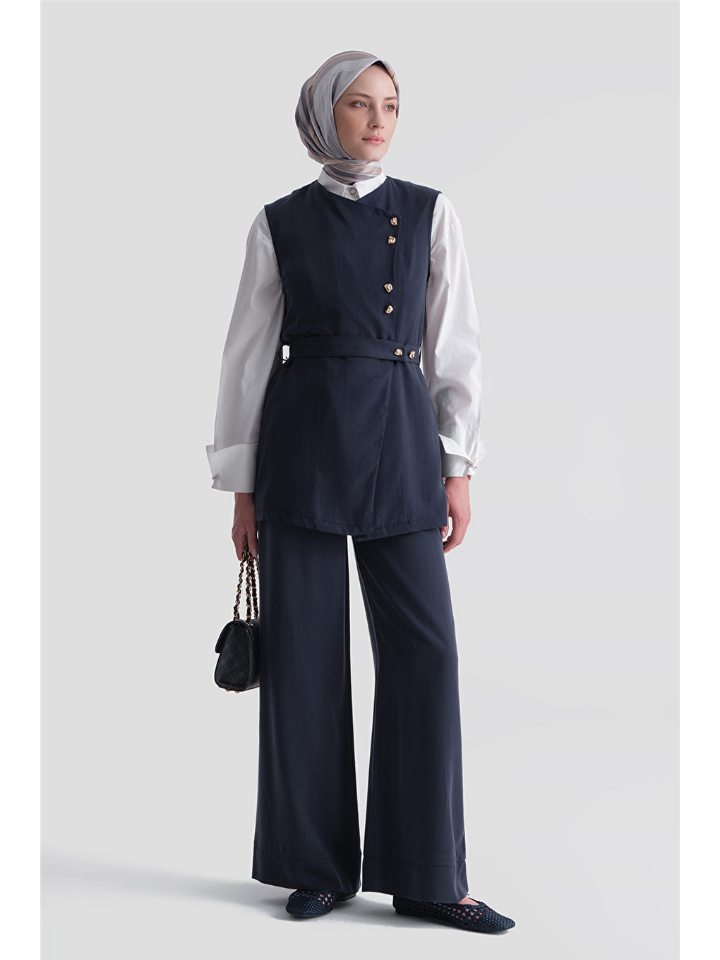 Yelekli Fitted Takım Lacivert-1