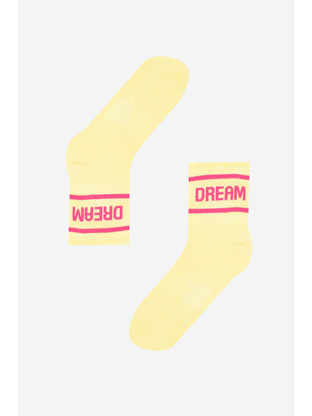 Sarı Dream Slogan Baskılı Soket Çorap