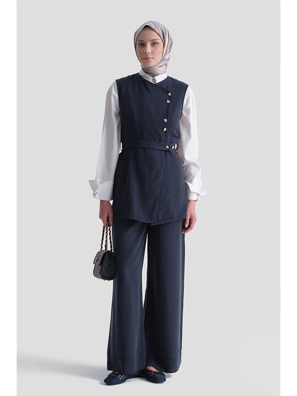 Yelekli Fitted Takım Lacivert-2